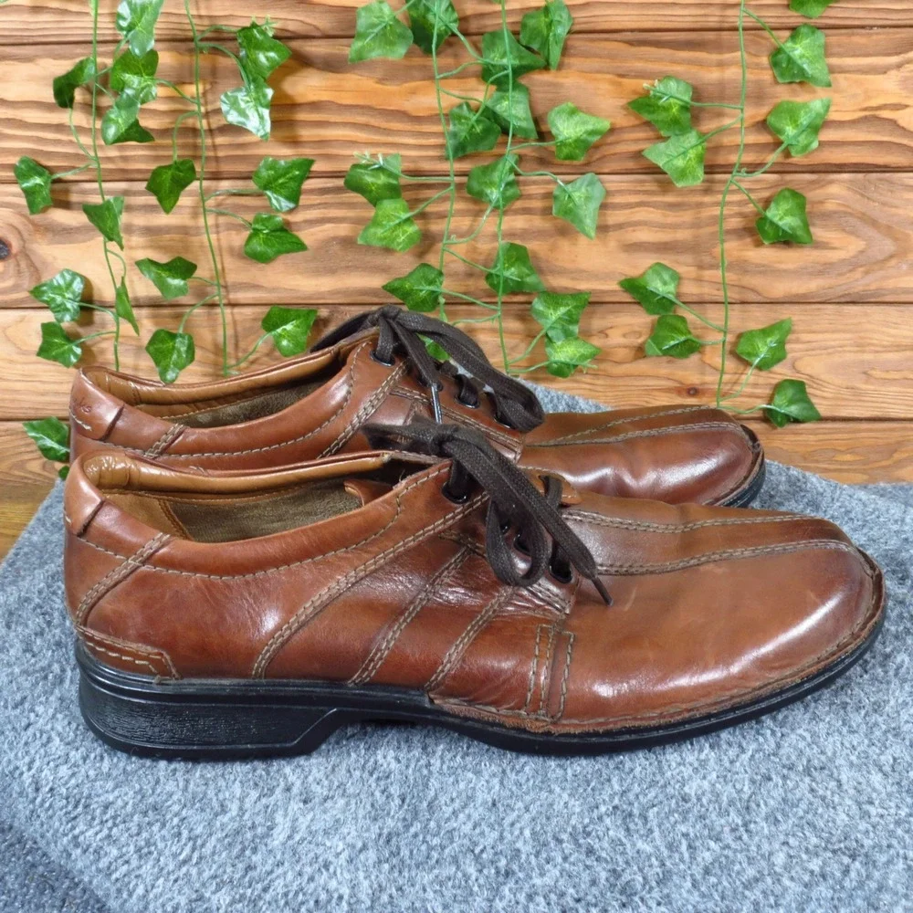Clarks Touareg Vibe Mens Oxford Shoes Size 11 Walking Work Brown Leather
